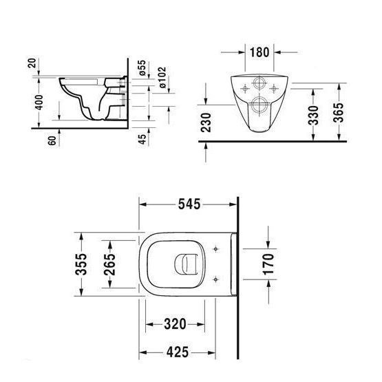 Унитаз подвесной Duravit D-CODE Rimless, 56,5*40*45см 45700900A1 фото