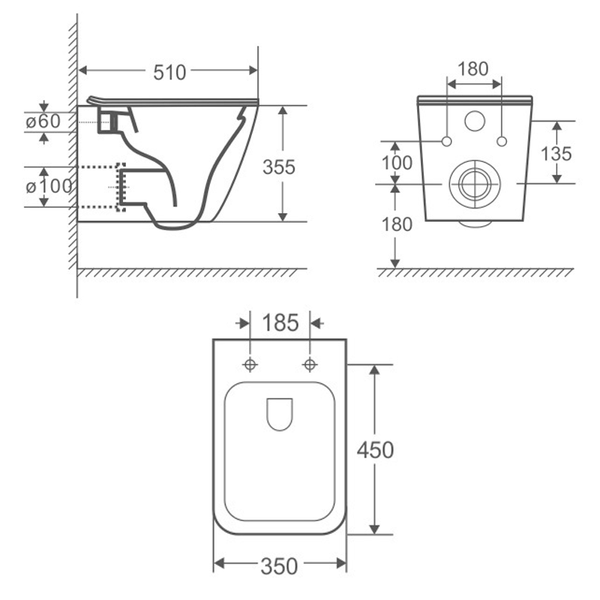 VALTICE NEW WC suspendat fără bord 51*35*35,5 cm, scaun cu &icirc;nchidere lentă Duroplast Slim c06308703 foto