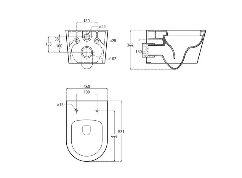 BLATNA Rimless WC suspendat 52,5*36*33cm, scaun cu &icirc;nchidere lentă Duroplast Slim i11839 foto