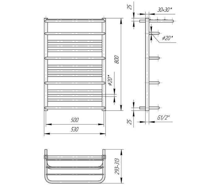 Uscător de prosoape Premium Luxor 800х530/500 4820111353330 foto