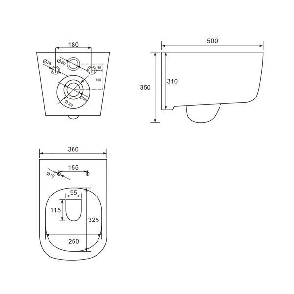 MEKKO rimless toaletă suspendată, capac duroplast 1349.01000 foto