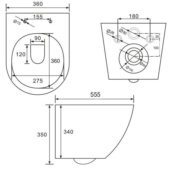 SIERRA rimless toaletă suspendată, capac duroplast 1316.01000 foto