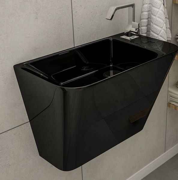 Lavoar TEO black 50 * 28 * 35cm monobloc montat pe perete 13-88-601black foto