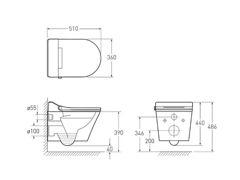NEMO II Rimless унитаз подвесной 59,5*37*40см, сидение с функцией биде, электронное управление 1333.001057 фото
