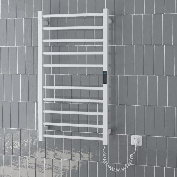 CAMPO электрический полотенцесушитель, blanco (L, 120W, 500*900 мм, сталь 304, 10 перемычек (5-5) круг, квадрат, таймер, термостат 70&deg;С) 9210.000107 фото