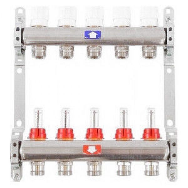 Коллектор INOX 5 вых. в сборе с расходомером 1" х 3/4" PN6 ITAP 1152 фото