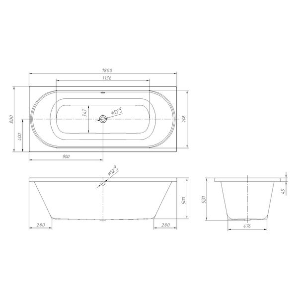 Cada OLIVA 180 * 80 * 50cm fara picioare, acrilica 6mm TS-1880500 foto